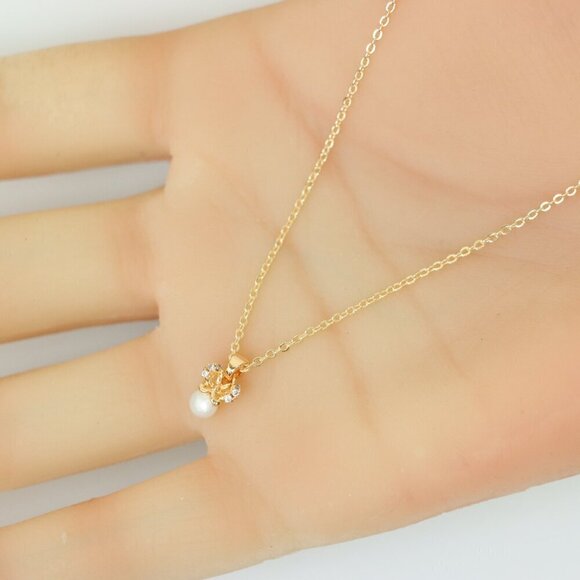 "Dainty Rose Gold Plated Necklace with Delicate Pearl Charm, XPNL0149 - Picture 6 of 14